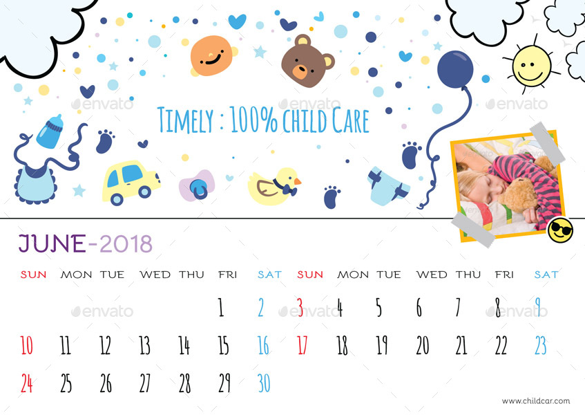 Kids Desk Calendar, Print Templates GraphicRiver
